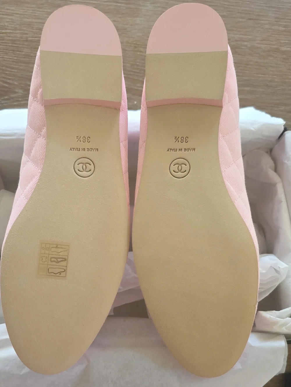 Chanel Denim Ballerinas Pastel Pink Size 38.5 NEW